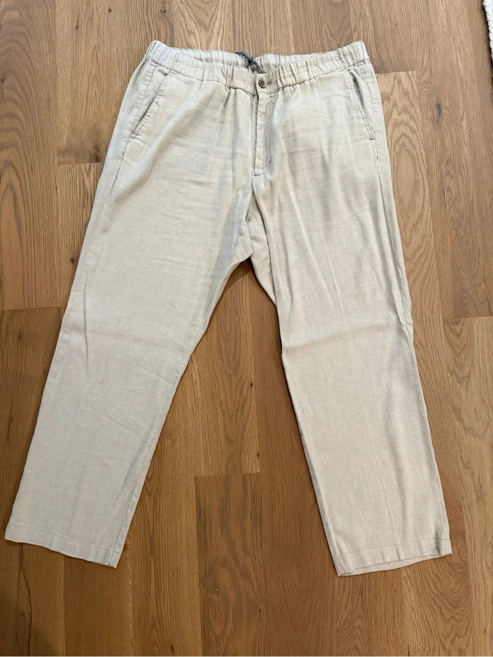 Tommy Bahama Beach Linen Pants Men XL Stone Khaki Linen Blend Drawstring